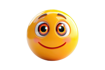 Smiling emoticon with fiery eyes