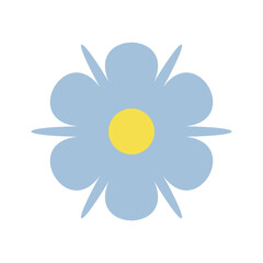 Flower with six blue petals and a yellow center