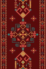 Red native tribal geometric ethnic boho seamless pattern vector background ideal for cultural artwork digital textile inspiration abstract surface design and modern decorative wallpaper
