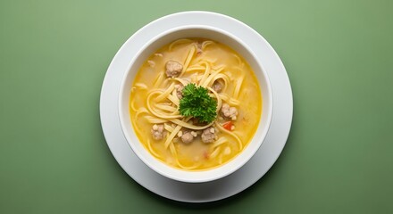 Creamy Noodle Soup in a Bowl.