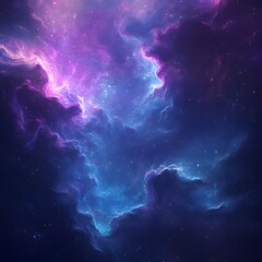 Fototapeta premium Cosmic Nebula of Purple and Blue Colors in Stellar Background