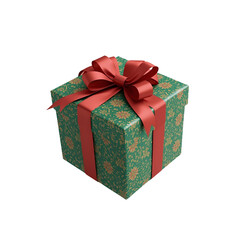Obraz premium uniqe - Christmas gift box with red ribbon bow, isolated, 3D realistic render, floating style (2)