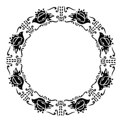 Intricate circle frame with black birds