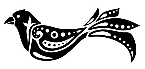 Stylish black bird with ornate feathers