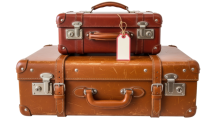 Isolated Vintage Suitcases Stacked
