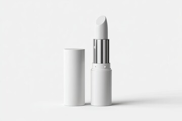 Obraz premium White lipstick tube, open, on a plain white background