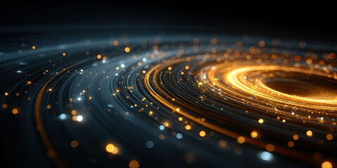 Abstract swirling vortex of glowing lines and particles