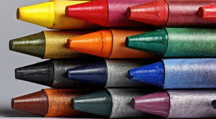 Close-up of colorful crayons stacked (1)