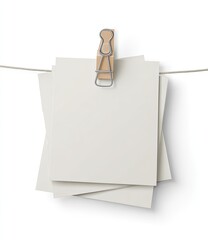 Blank notes pinned to a clothesline