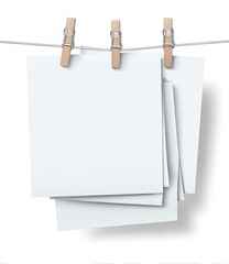 Blank note papers hanging on a clothesline