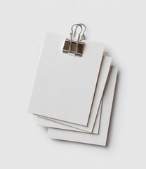 Stack of blank white note papers clipped together