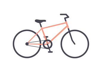 Fototapeta premium A simple illustration of a bicycle with a pink frame and black wheels on a white background