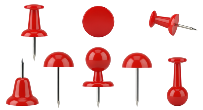 Isolated Red Push Pins