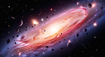 Galaxy Collision in Space.