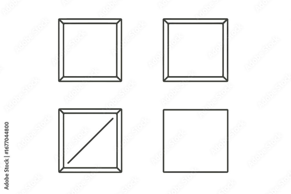 Poster Vector icon set of minimalist outline frames. Thin line square border collection for modern web design. Simple geometric placeholder symbols for UI and UX graphic elements.