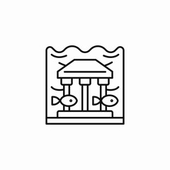 underwater ruins fish icon sign vector