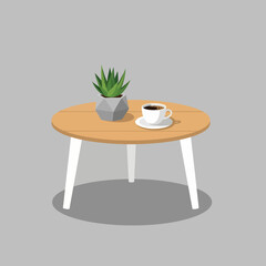 Coffee and Plant on a Table
