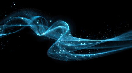 Abstract swirling light trails against a black background