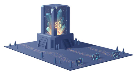 6G Future Network Technology Concept Isometric Vector Illustration. Next Generation Global High-Speed Internet and Data Communication.