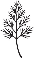 Fresh Dill sprig silhouette vector, ideal for culinary, botanical, and natural illustrations.