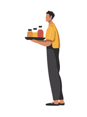 vector illustration stylish male waiter
