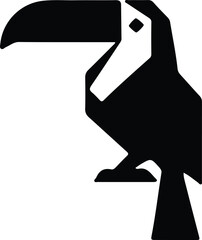 Illustrator Vector Geometric toucan bird simple black and white silhouette © AbuSadat