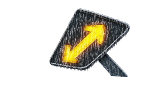 Yellow traffic light with rain