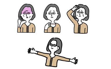 シンプルでナチュラルな中年女性の悩みのイラスト・挿絵・貧血・めまい
