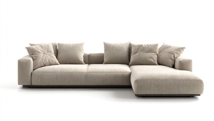 Light beige sectional sofa with bolster cushions