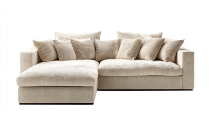 Cream sectional sofa with plush cushions
