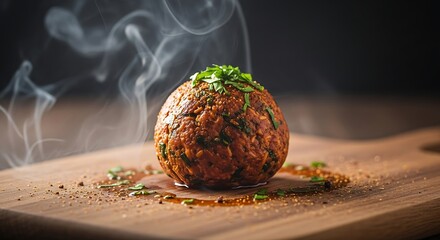 Steaming Hot Round Rice Ball.