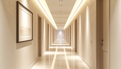Obraz premium Minimalist Hallway with Warm Lighting