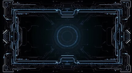Video overlay template futuristic cyber and technology with cirlce in the center black background 4k animation - Powered by Adobe