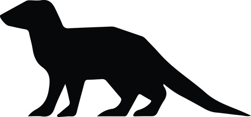 Illustrator Vector Mongoose Standing Sideways Isolated Against White Background silhouette