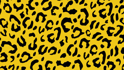 Yellow and black leopard skin texture. Animal print background. Luxury wallpaper.