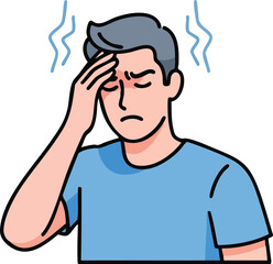 Man with headache feeling unwell pain sick illness health  white background  unhappy  medical  sad  tired