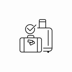 checked carry-on luggage icon sign vector