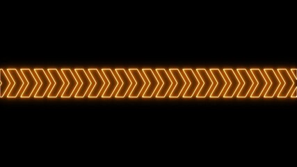 A glowing neon pattern of multiple chevron arrows aligned horizontally, pointing to the left. The arrows are bright cyan-green with a glowing effect on a dark black background - Powered by Adobe