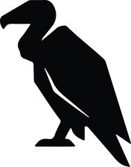 Illustrator Vector Vulture side view standing black and white silhouette