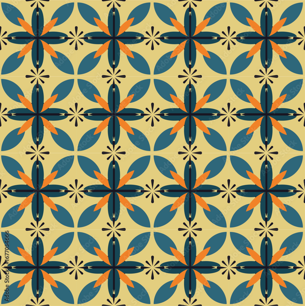 Poster classical repeating symmetric botanical decorative pattern vector design