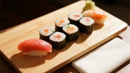 Sushi, applicable in Japanese cuisine promotion, culinary education and restaurant menus.