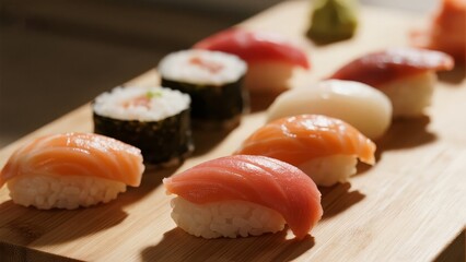 Sushi, applicable in Japanese cuisine promotion, culinary education and restaurant menus.
