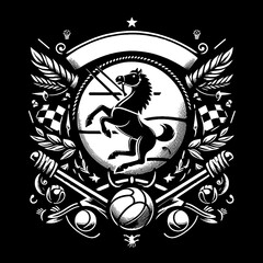 Fototapeta premium silhouette of a man riding horse