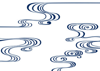 伝統的な和柄の背景素材。日本の紋様素材。流水紋、流水、水。