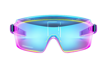 Futuristic safety goggles in vibrant neon colors