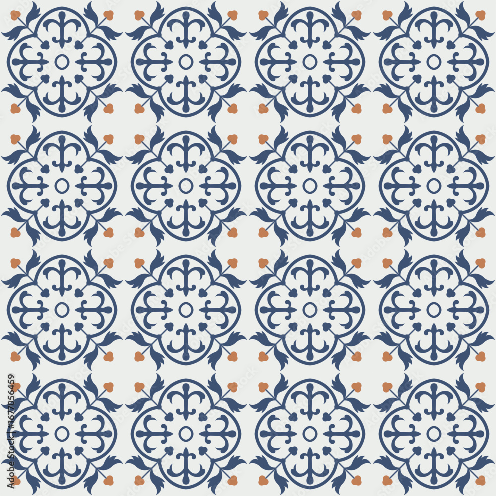 Poster classical repeating symmetrical decor tiles vector design
