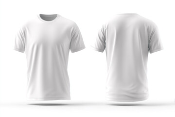 Minimalist floating white T-shirt mockup isolated on clean white background, apparel design concept.