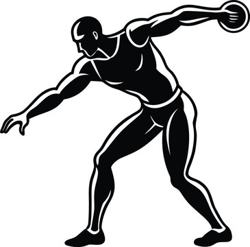 Vector illustration of a male athlete throwing a discus