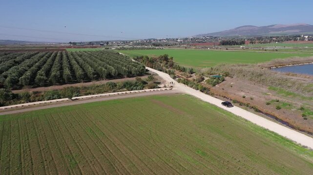 Gideon Grove, Nahal Harod Trail from a drone in Israel