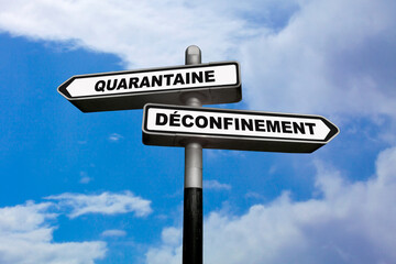 Quarantine or Deconfinement - French direction signs